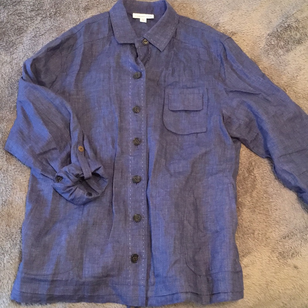 Blue denim button down shirt